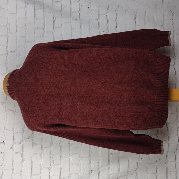 COLUMBIA Sweater XL Men's Brick  Red With Tan Stripes 1/4 Zip - Picture 5 of 11